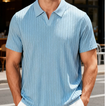 Men's T-shirts with lapel and V-neck