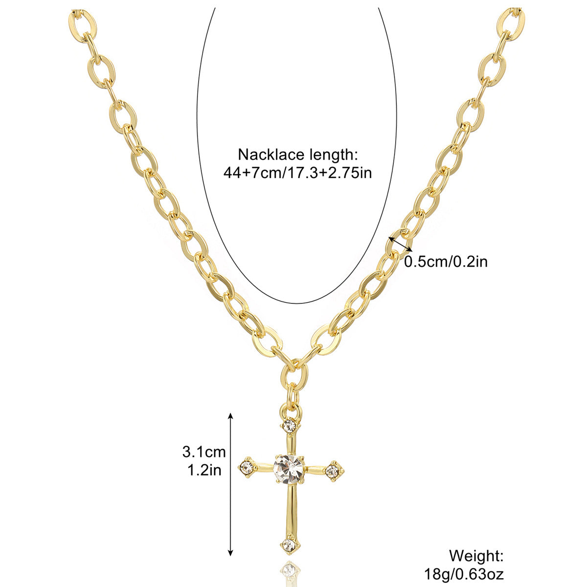 Zircon Cross Pendant Necklace