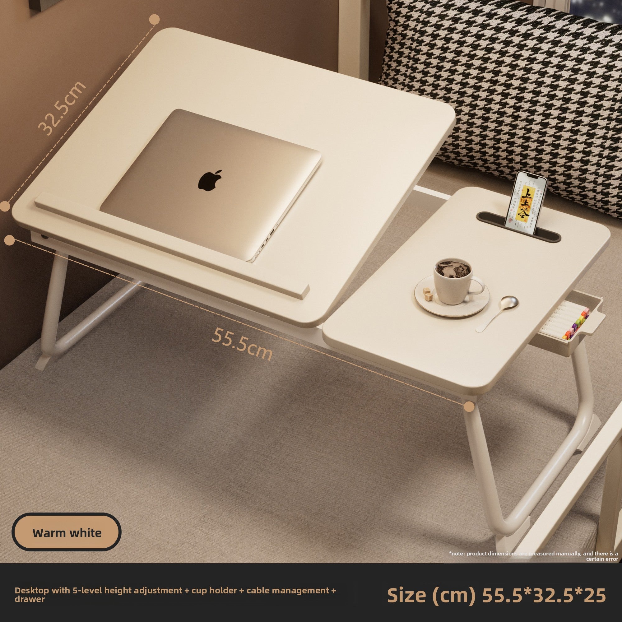 Adjustable Bed Table with Foldable Design