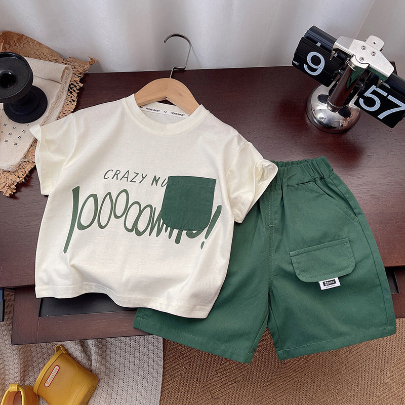 Childrens Short Sleeve Printed Two-Piece Set