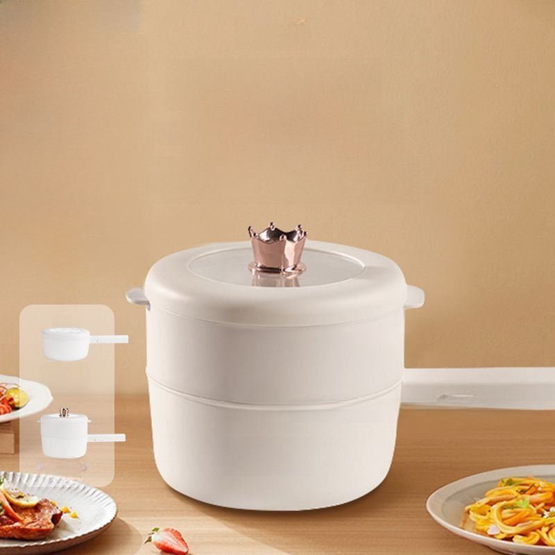 Portable 2-Layer Electric Cooking Pot with steamer | Dual Voltage For Travel & Dorms