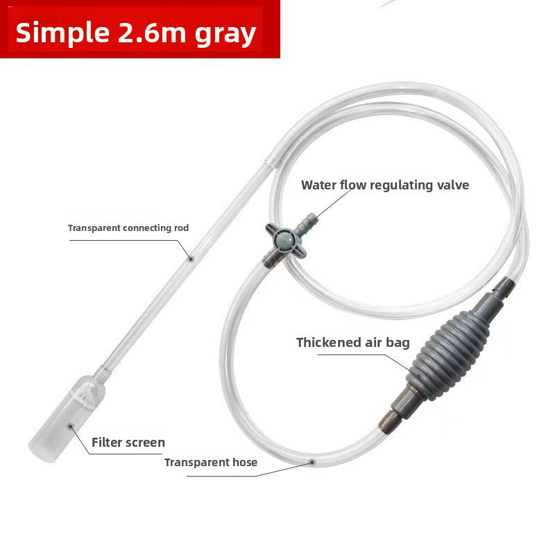 Multi-Function Aquarium Siphon Water Changer & Gravel Cleaner - Manual Fish Tank Sand Washer Vacuum Kit with Duckbill Attachment (1.5m - 3m)