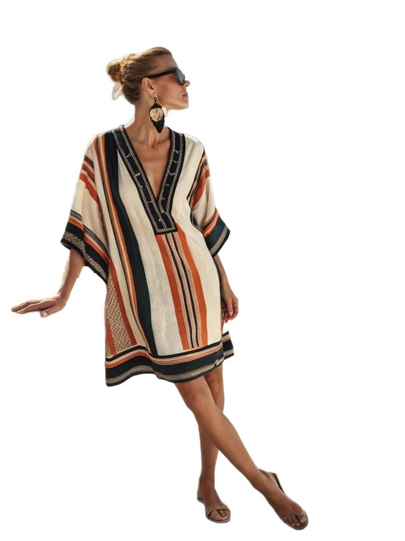 Women Printed V-Neck Mid Length Dress