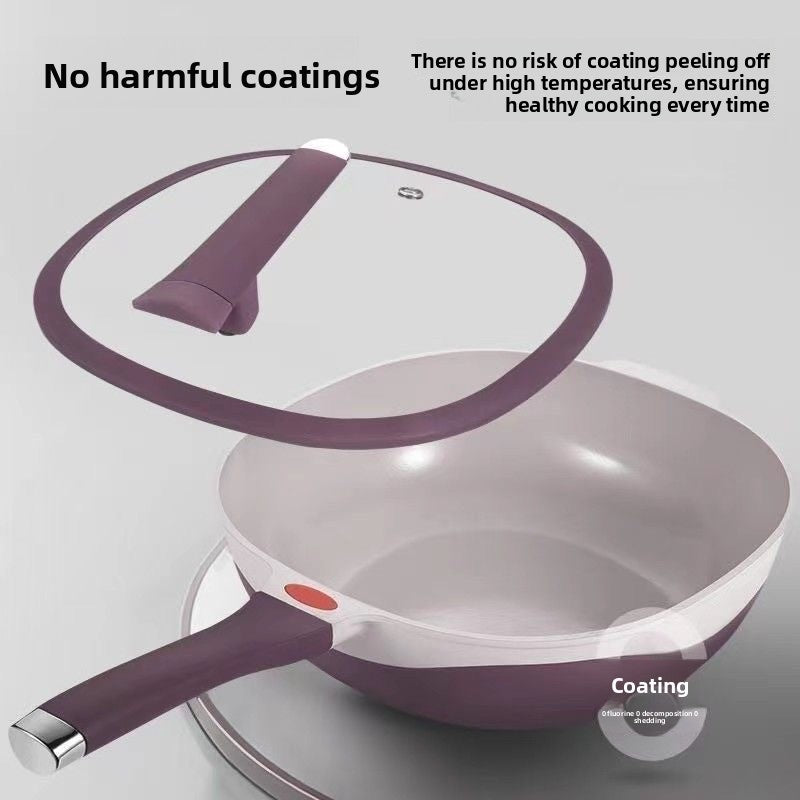 Premium Titanium Ceramic Non-Stick Frying Pan | Eco-Friendly Low-Fume Cooking Pot | Universal Stovetop Pan With Upright Standing Lid