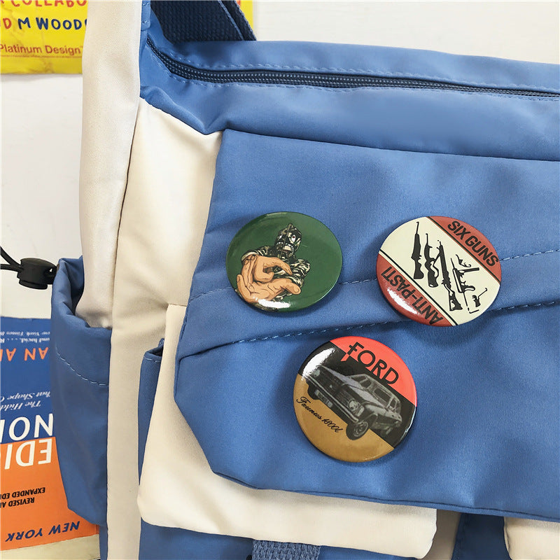 Fashion Crossbody Bag with Decorative Badges