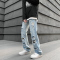 Men's Straight Leg Ripped Denim Jeans