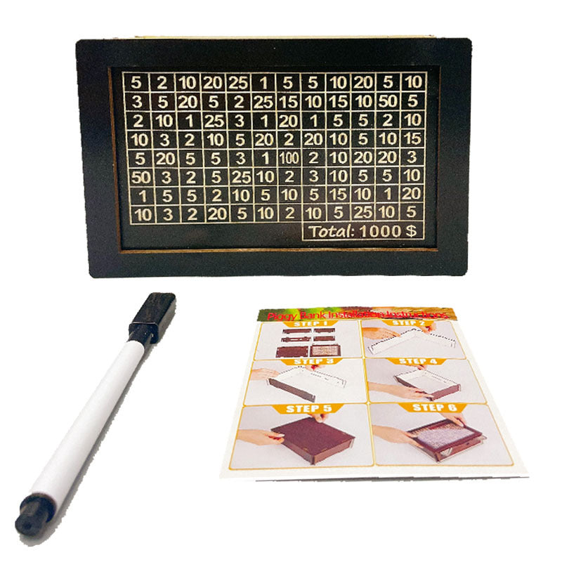 Wooden Money Box with Savings Counter