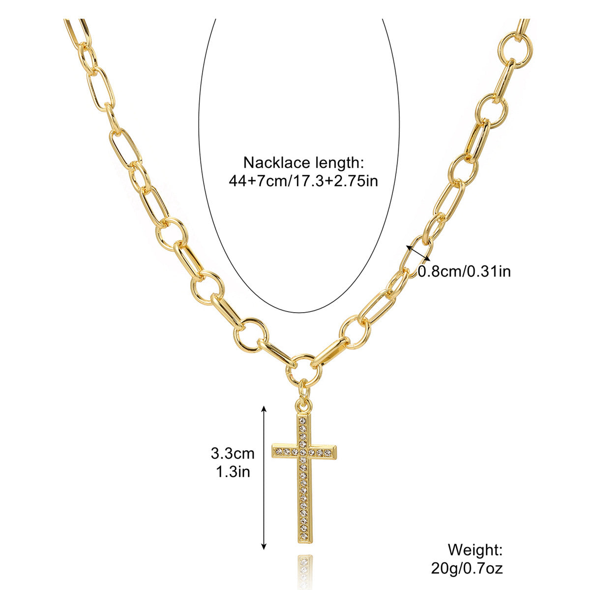 Zircon Cross Pendant Necklace