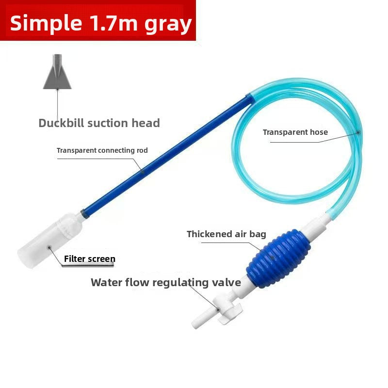 Multi-Function Aquarium Siphon Water Changer & Gravel Cleaner - Manual Fish Tank Sand Washer Vacuum Kit with Duckbill Attachment (1.5m - 3m)