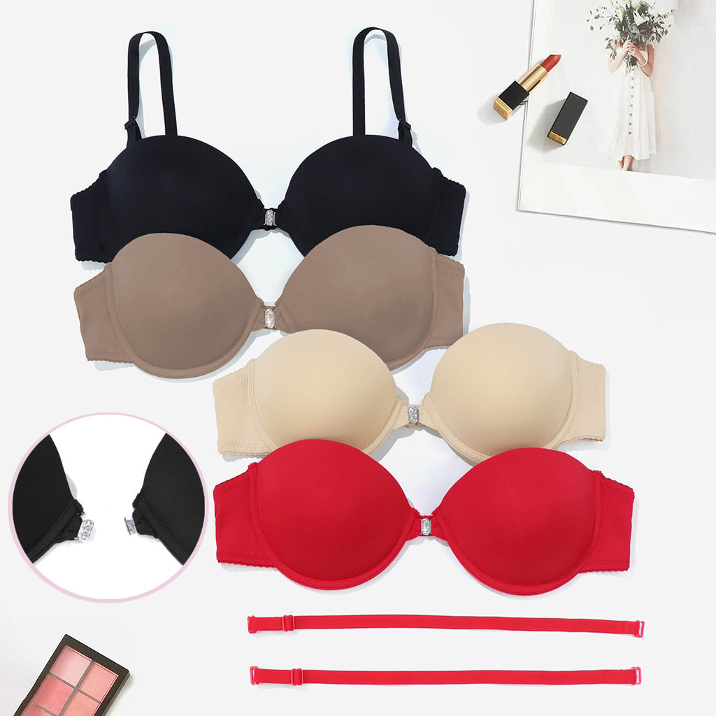 Professional Seamless Front-Closure Push-Up Bra – High-Performance Underwire Half-Cup Contour Intimate with Nylon-Spandex Blend