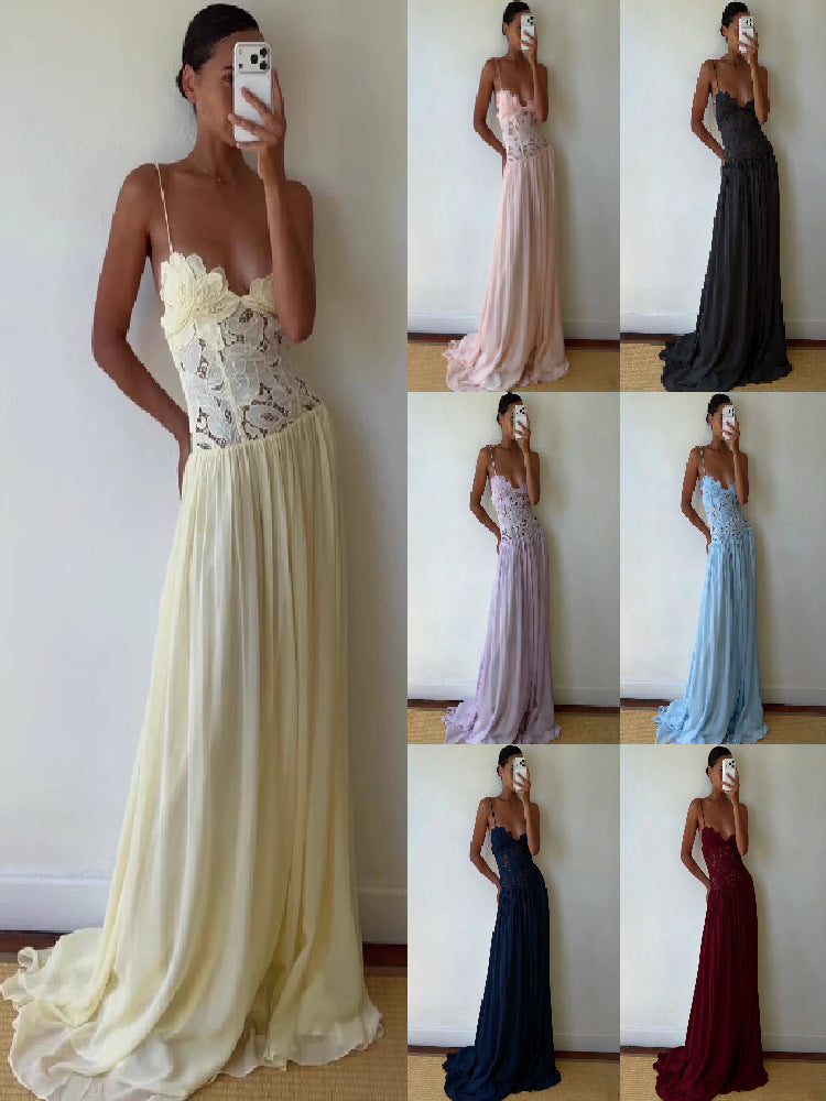 Embroidered Chiffon Maxi Dress