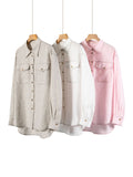 In-Stock Rain Dew Linen Shirt Bc Style Old Money Style 100% Linen Retro Commuter Simple Casual Loose Long-Sleeve Shirt