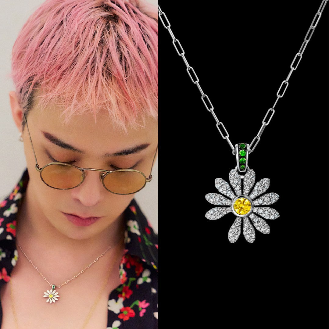 Sparking Crystal Daisy Flower Pendant Necklace | Adjustable Square Chain Floral Jewelry | cute Summer Gift For Her