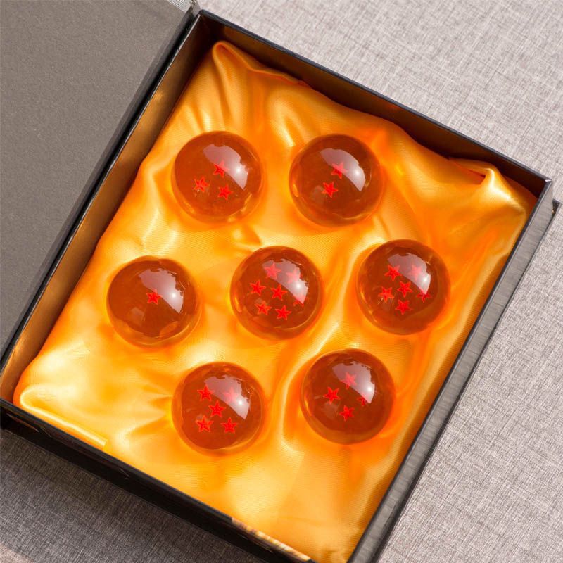 Collector-Edition Seven Dragon Ball Replica Set – Precision-Crafted Resin Spheres with Iconic Star Patterns & Display Base
