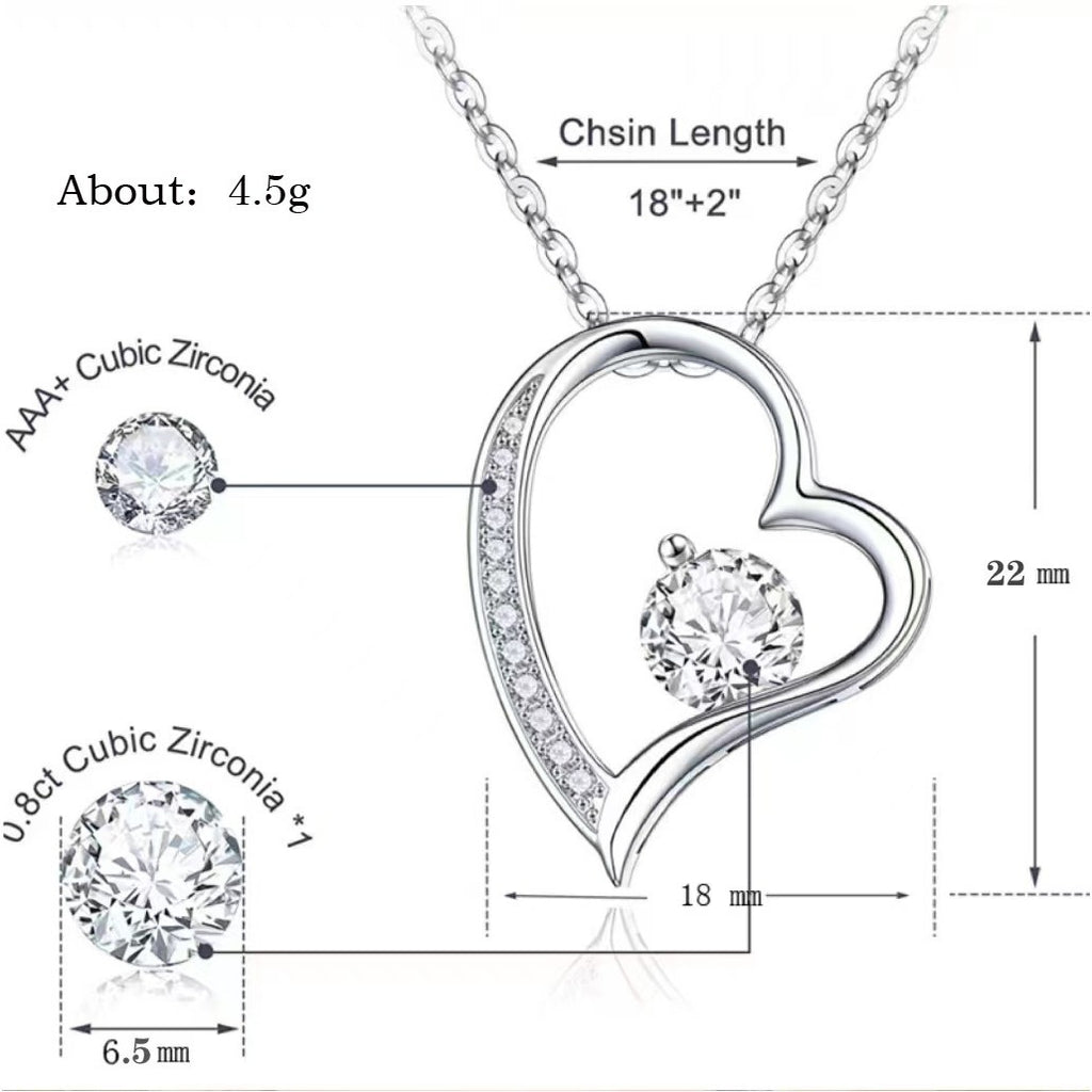 "To My Mom" Heart Pendant Necklace Gift Set | Sparkling Zirconia Titanium Steel Jewelry With Luxury Wooden Box For Mother's Day & Birthday