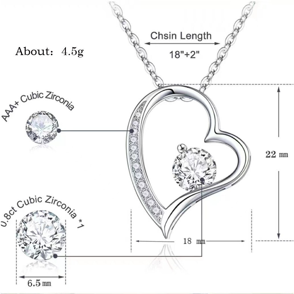 "To My Mom" Heart Pendant Necklace Gift Set | Sparkling Zirconia Titanium Steel Jewelry With Luxury Wooden Box For Mother's Day & Birthday