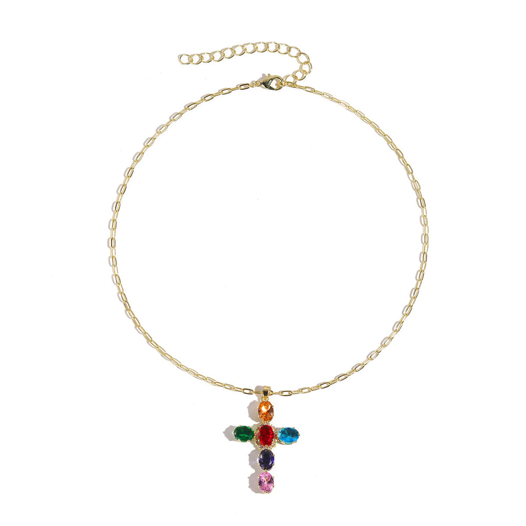 Zircon Cross Pendant Necklace