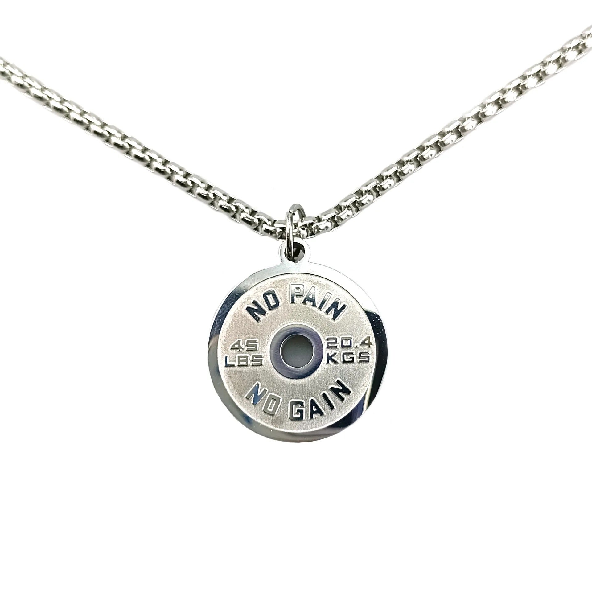 Geometric Barbell Plate Stainless Steel Necklace