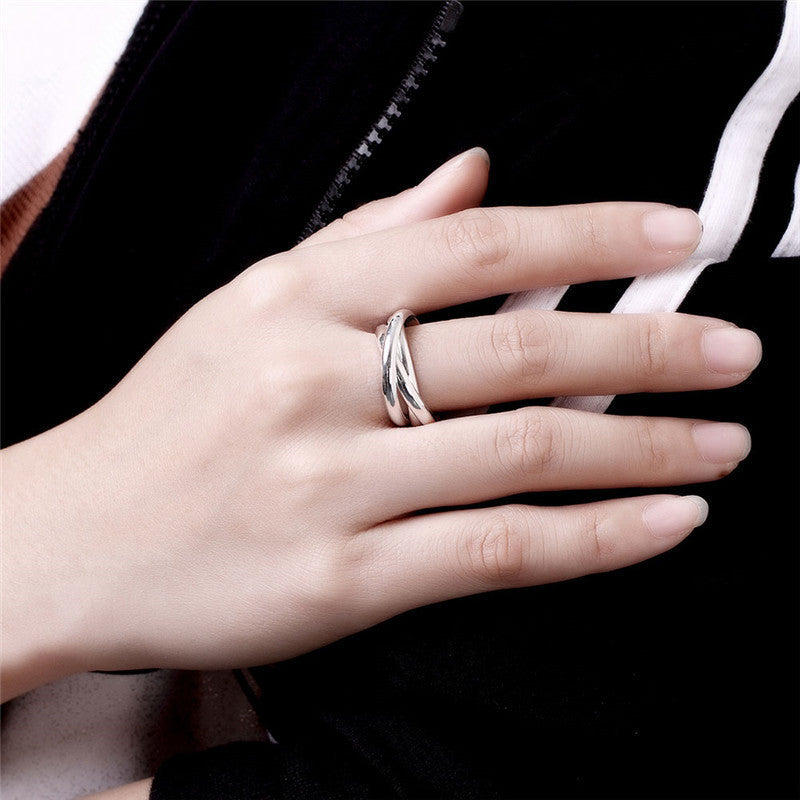 Smooth Three Ring Silver Plated Geometric Jewelry