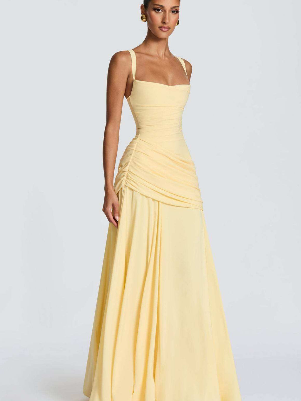 Strappy Waist Cinching A-Line Long Dress