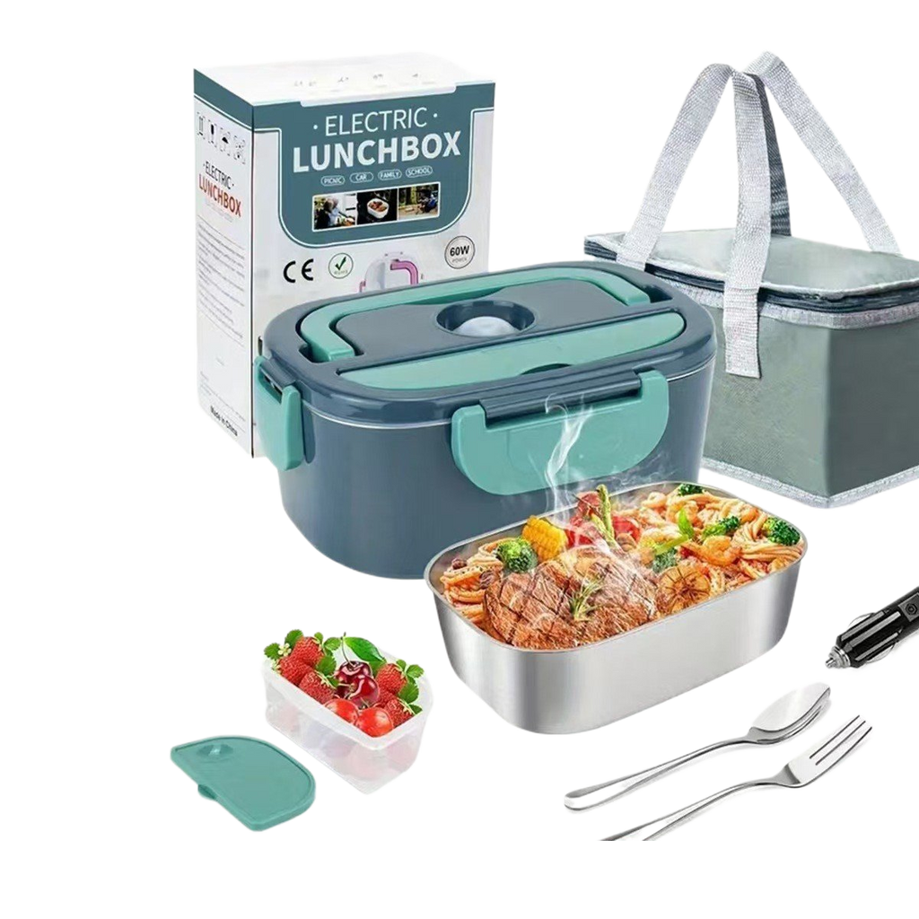 1.5L Portable Electrice Heating Lunch Box| Dual Use 12V/24V/110V/220V Car And Home Food Warmer | Stainless Steel Multi-Functional Cooker