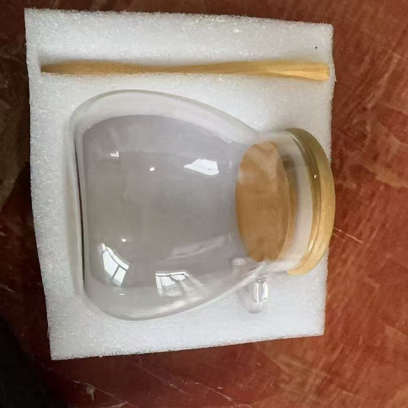 Glass Sealed Storage Jar with Spoon for Grains and Tea