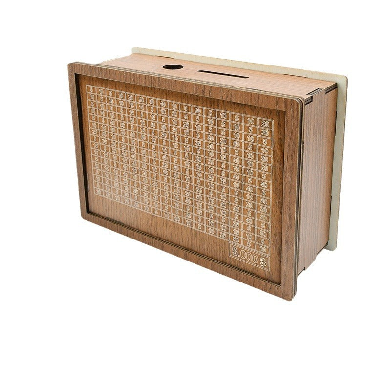 Wooden Money Box with Savings Counter