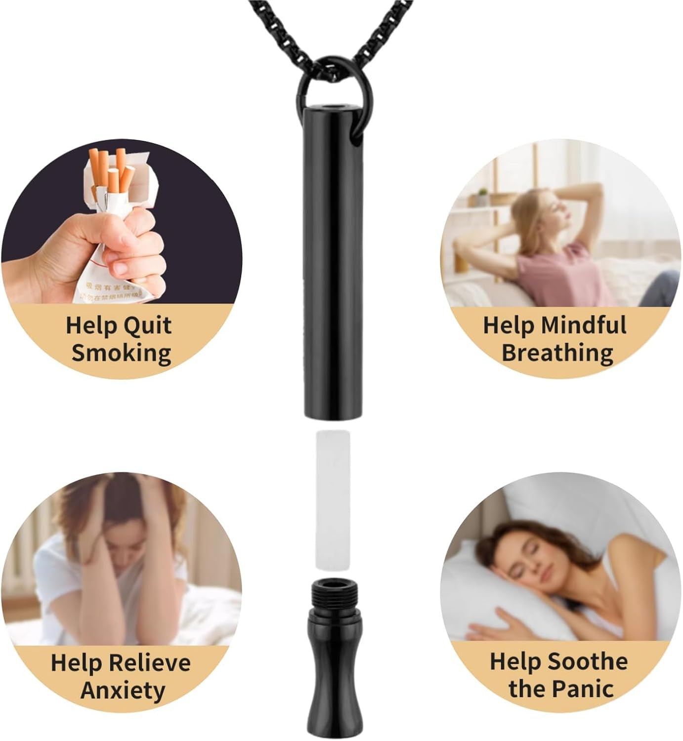 Mindfulness Breathing Whistle Necklace for Stress Relief