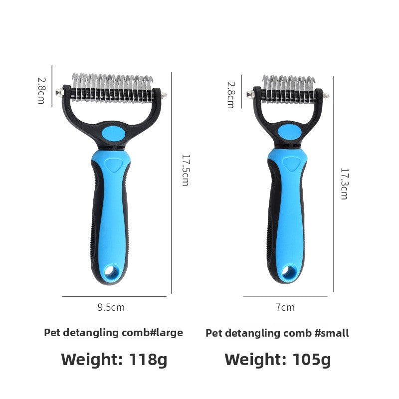 Professional Dual-Sided Pet Grooming Rake – Stainless Steel Anti-Rust Detangling & Undercoat DE shedding Tool with Ergonomic TPR Grip