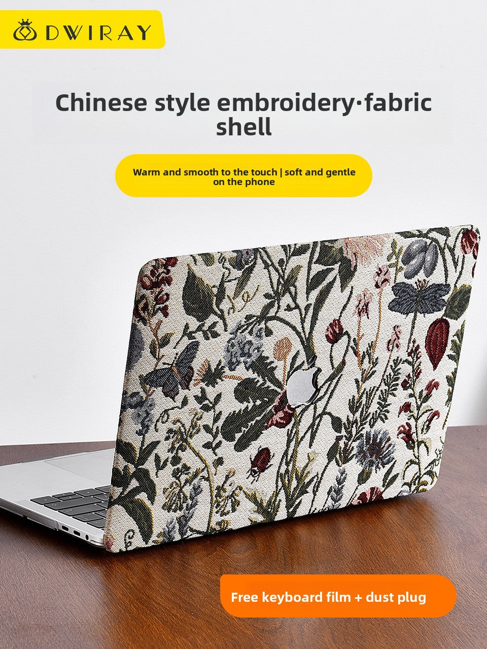 Luxury Embroidered Fabric MacBook Hard Shell Case-Chinses Art Series