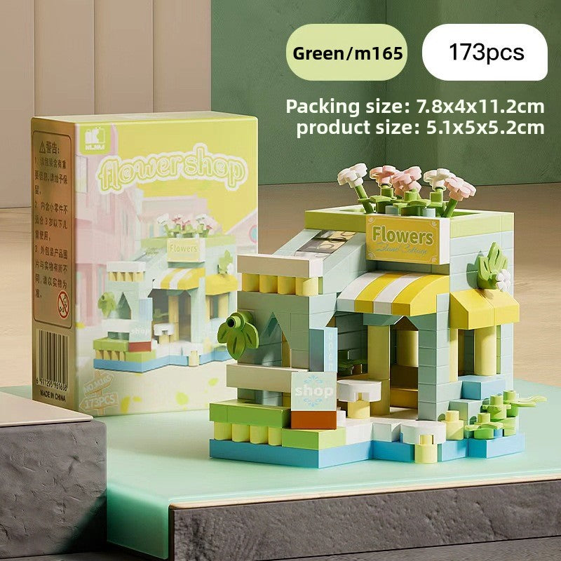 Mini Street View Building Blocks Set-Micro Architecture City Creator Bricks Toy, DIY Educational Village Model Kits for Kinds & Adults (Cafes, Shops & Castles)