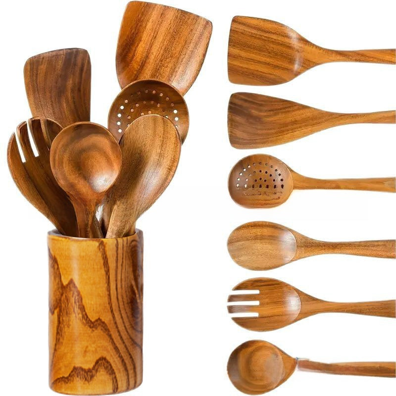 Acacia Wood 9-Piece Kitchen Utensil Set