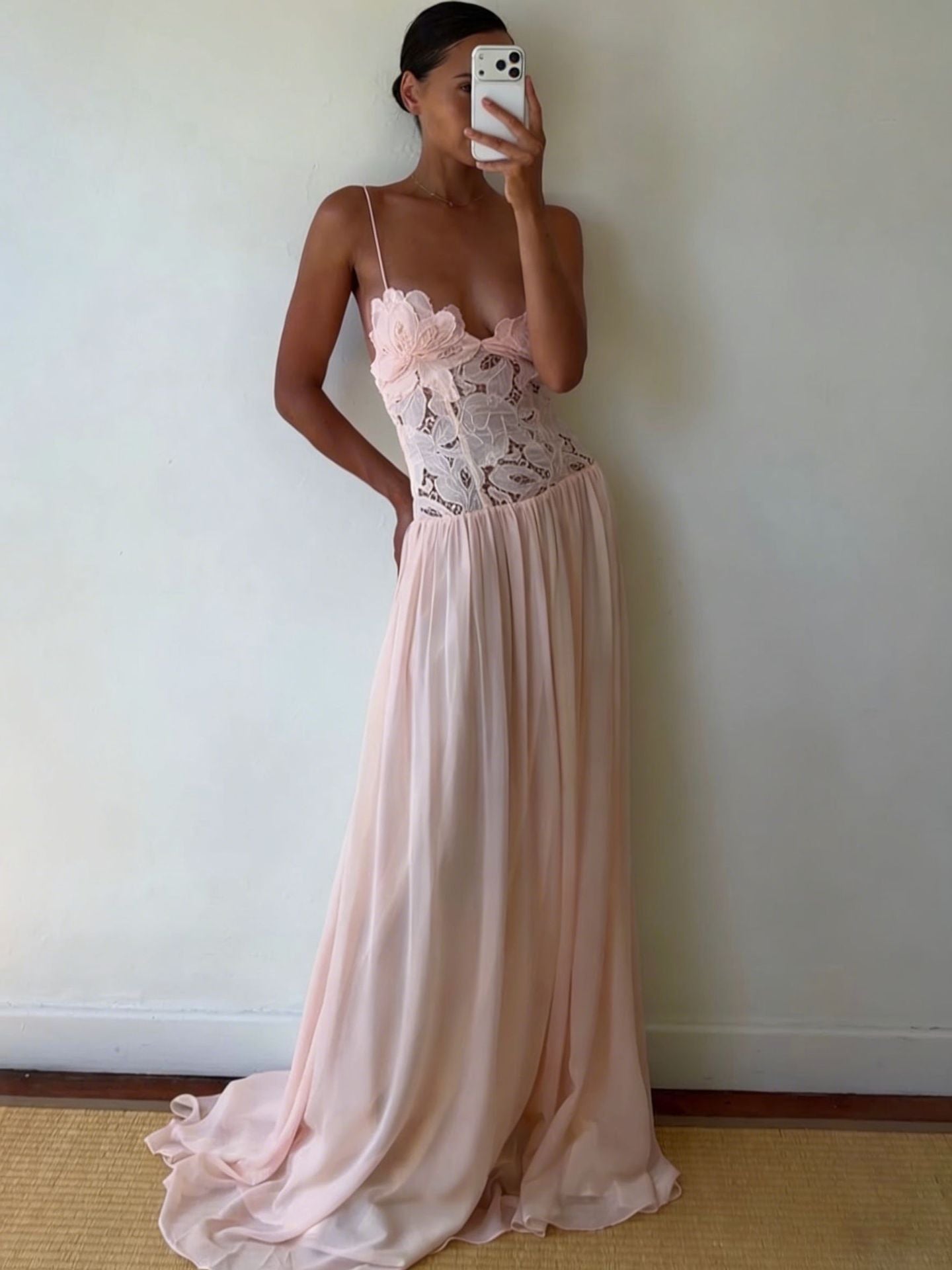 Embroidered Chiffon Maxi Dress