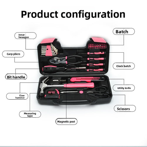 39-piece Household tools Set Kit-Premium Carbon Steel General Home Repair Hand Tool Combination Box, Portable Storage Case for Apartments, Dorms & DIY