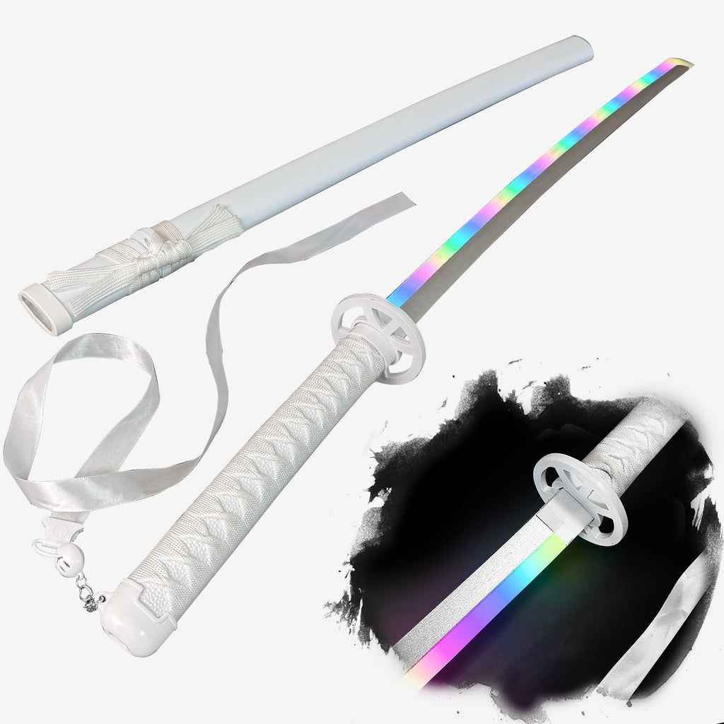 Collector-Grade Luminous Anime Cosplay Sword – Interactive Glowing Blade with Smoke-Style Gradient Sleeve, Dynamic Spinning Mechanism & Accessory Bundle