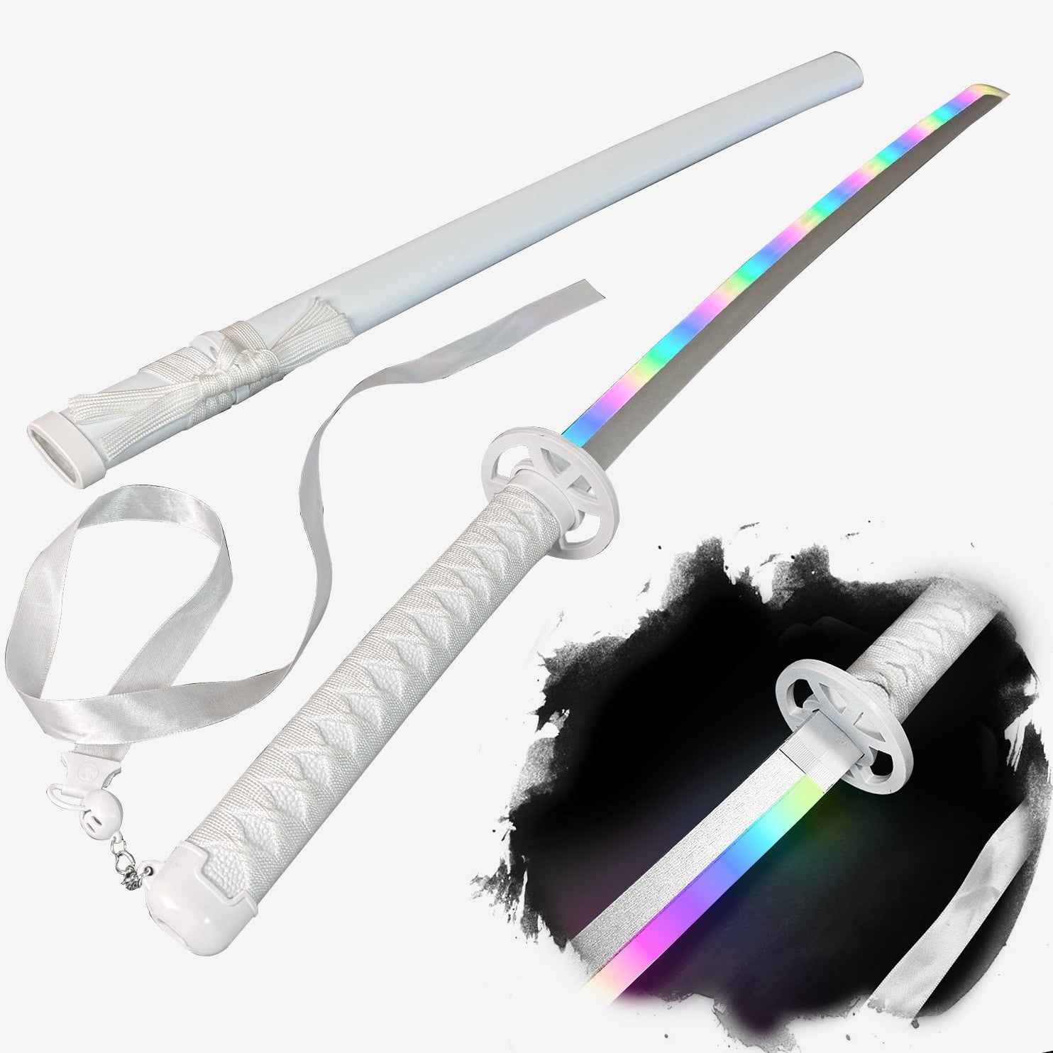 Collector-Grade Luminous Anime Cosplay Sword – Interactive Glowing Blade with Smoke-Style Gradient Sleeve, Dynamic Spinning Mechanism & Accessory Bundle