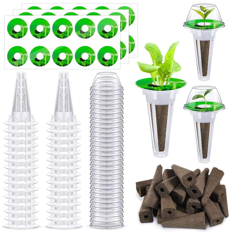 Complete Hydroponic Seed Pod Kit (Set A) - Universal Indoor Garden Replacement Supplies Bundle with 40 Grow Sponges, Baskets, Domes, Labels & AB Liquid Plant Food