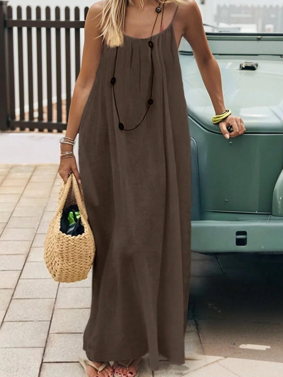 Women's loose-fitting camisole loungewear dress
