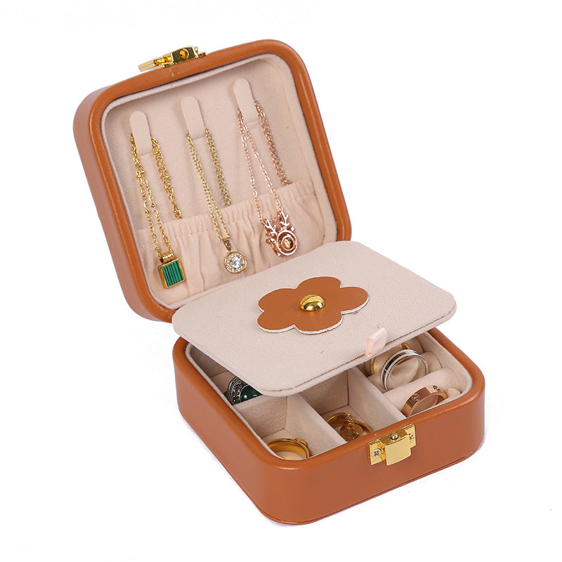 Portable Leather Jewelry Storage Box