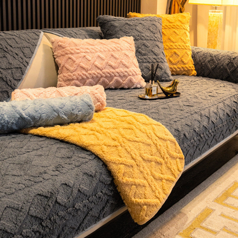 Plush Sofa Cushion Cover
