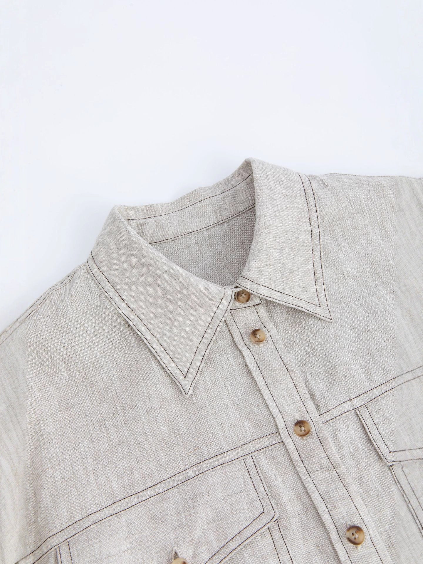 In-Stock Rain Dew Linen Shirt Bc Style Old Money Style 100% Linen Retro Commuter Simple Casual Loose Long-Sleeve Shirt