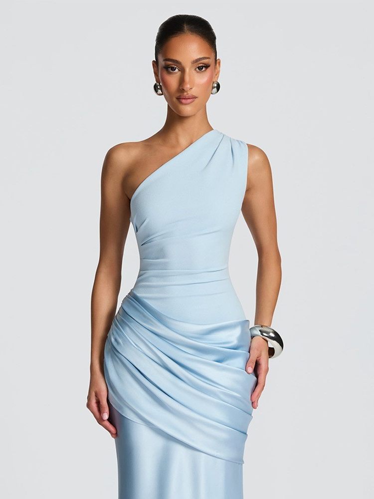 Wrinkled Satin Bodycon Long Skirt