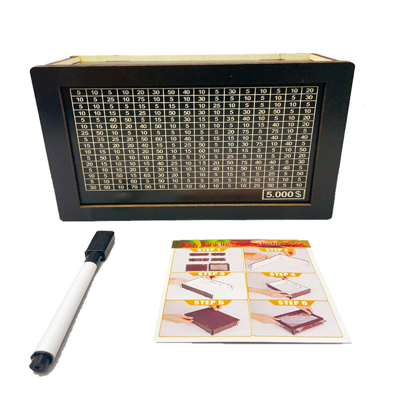 Wooden Money Box with Savings Counter