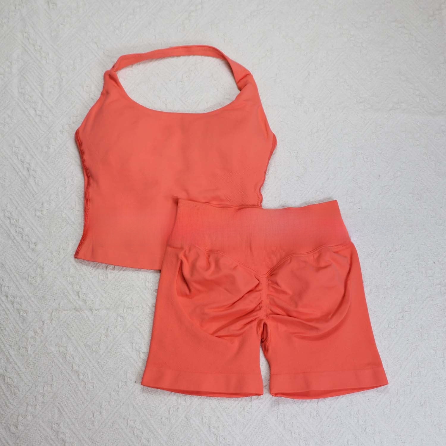 Seamless Yoga Halter Vest and Shorts Set