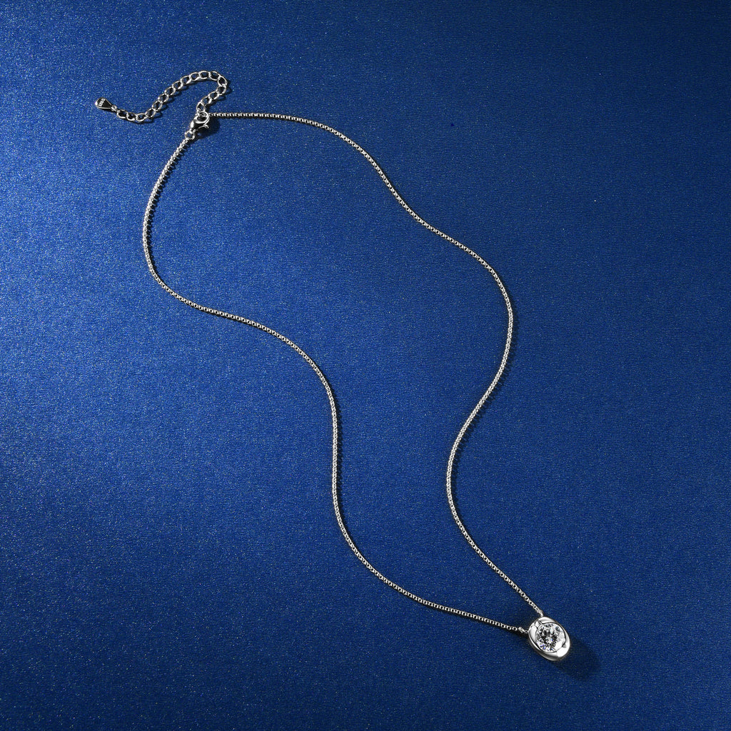 2 CT Moissanite Diamon Pendent Necklace -S925 Sterling Silver Ingot Luxury Jewelry Gift