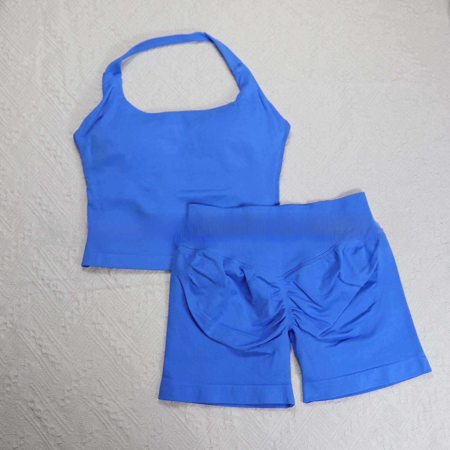 Seamless Yoga Halter Vest and Shorts Set