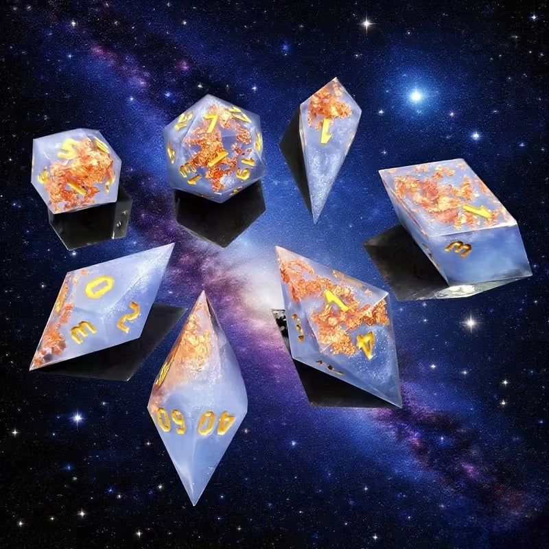 Epoxy Resin Polyhedral Dice Set for Tabletop RPG Games