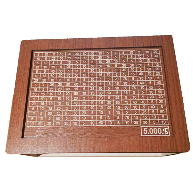 Wooden Money Box with Savings Counter