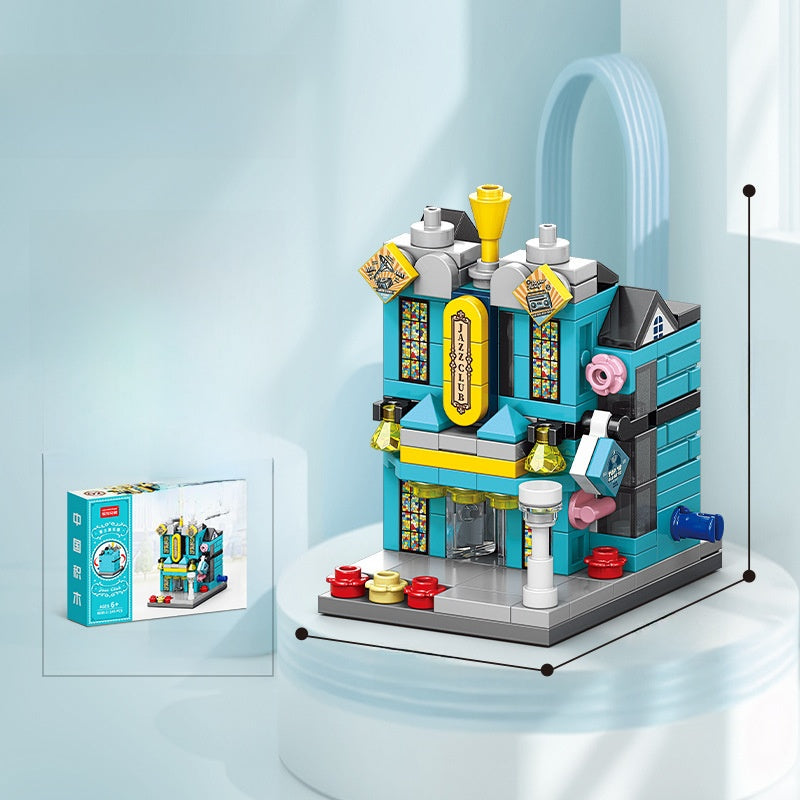 Mini Street View Building Blocks Set-Micro Architecture City Creator Bricks Toy, DIY Educational Village Model Kits for Kinds & Adults (Cafes, Shops & Castles)