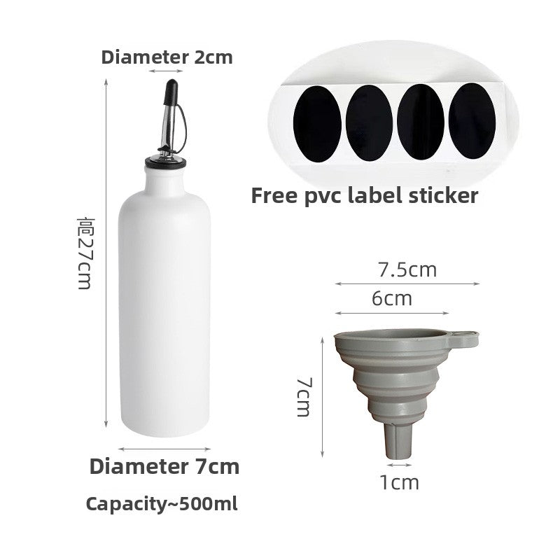 Ceramic Oil Bottle with Leak-Proof Lid and Funnel